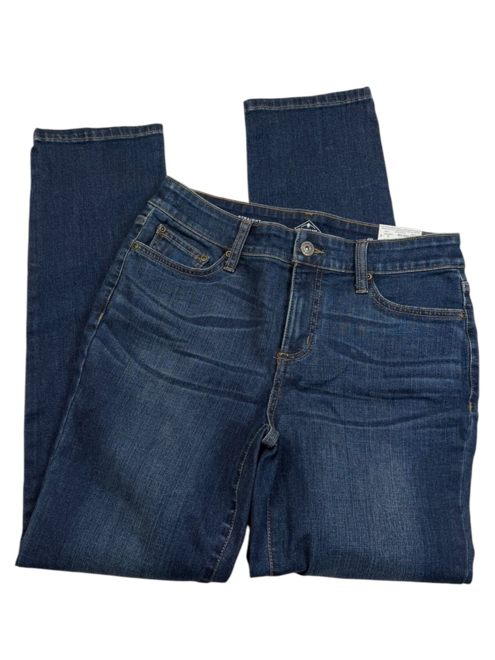 St. John's Bay Straight Leg Jeans 6 Petite Mid Rise Stretch Dark Wash NWT - Picture 3 of 11